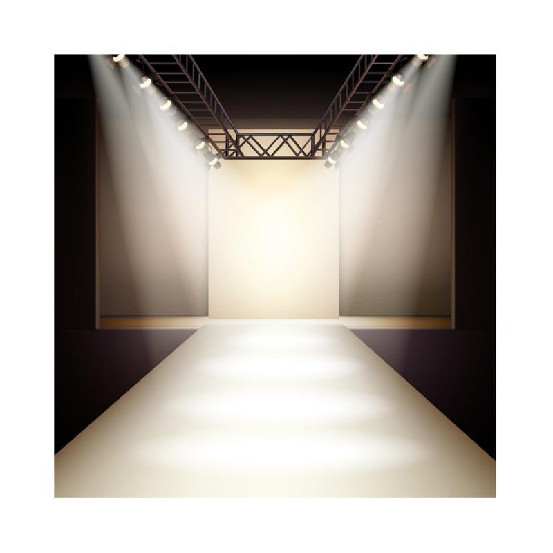 Baocicco Fashion Runway Spotlight Illuminated Backdrop 10x10ft Photography Background Lamp Sparking Silver T Stage Catwalk Fashion Show Business Clothes Collection Event Party - Image 1